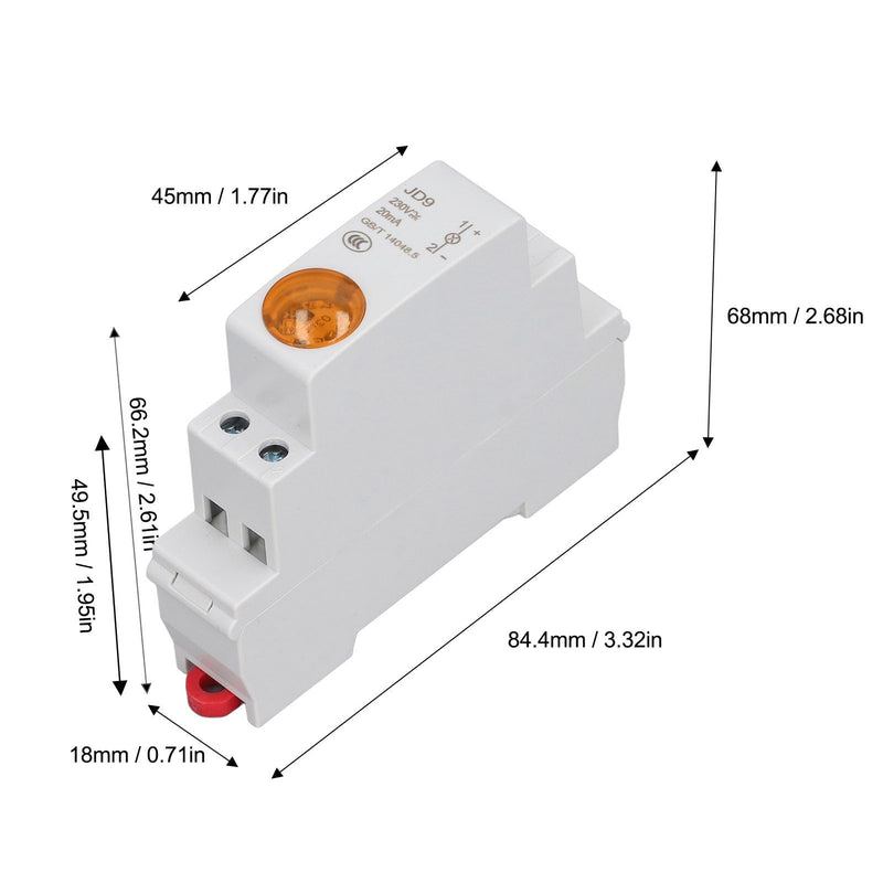 LED indicator light, DIN rail, control light for AC/DC 230V circuits (Yellow)