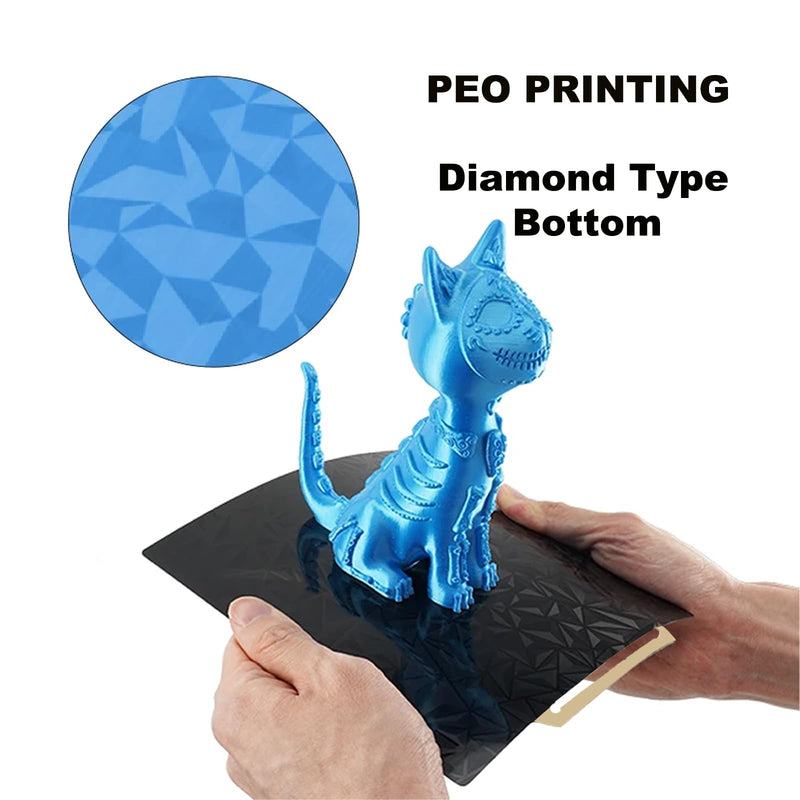[Australia - AusPower] - 3D Printer PEO PET Bambu Labs Build Plate for Bambu Lab X1C/X1/X1E/P1P/P1S/A1,Diamond PEO+Carbon Fiber PET Spring Steel Sheet Plate 257x257mm Flexible Bambu A1 3D Printer Plate Smooth PEO+Smooth PET 257 *257 mm 