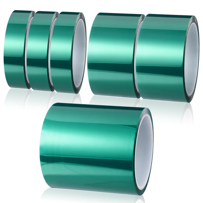 6 Pcs High Temp Tape Total 648 ft Green Pet Heat Resistant Masking Tape Sublimation Silicone Adhesive No Residue 392°f for DIY Epoxy Resin Powder Coating Circuit Board(1" 2" 4") 1" 2" 4"