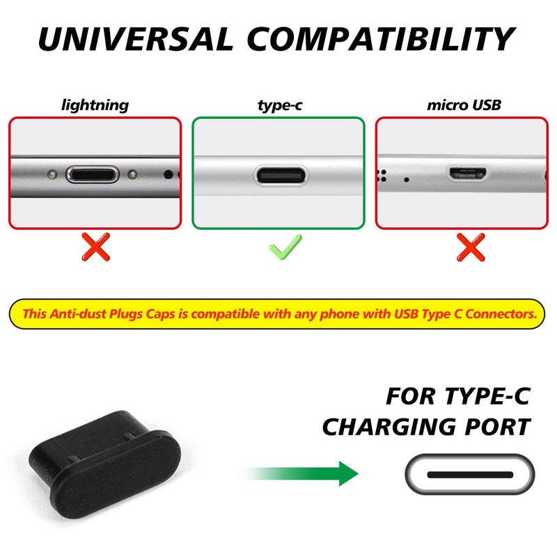[Australia - AusPower] - 20x USB C Anti Dust Plugs for iPhone 15 Pro Max, Samsung Galaxy S24, S23, S22, S21, S20,A53, Note 20, Pixel, MacBook, Laptop, Cell Phone Dust Cover for Any USB Type C Charging Port- Black 20PACK 