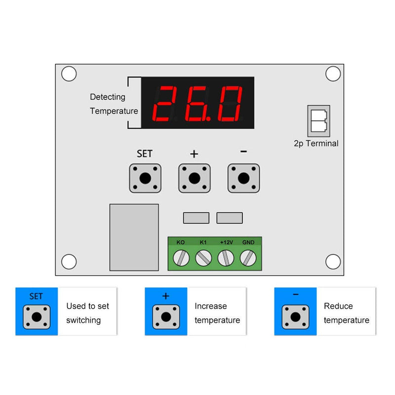 Greluma W1209 LED Digital Thermostat Controller Temperature Temp Control Switch Module Board 12 V DC -50 ~ 110 °C with Waterproof Sensor Probe (Red LED + Acrylic Housing) Pack of 2 Temperature Control Module 1-2