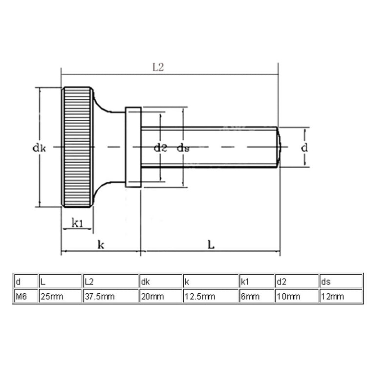 [Australia - AusPower] - uxcell M6x25mm Flat Knurled Head Fully Threaded Thumb Screws Bolts Fastener 4pcs 
