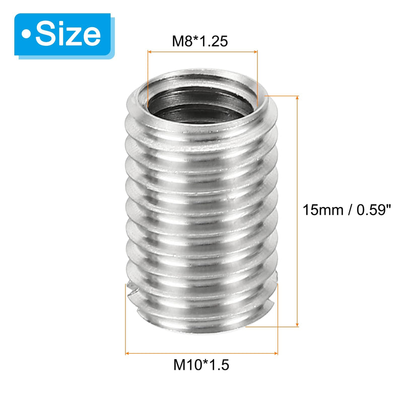 [Australia - AusPower] - PATIKIL Thread Adapters Sleeve Reducing Nut, 10 Pcs M10*1.5 Male to M8*1.25 Female Repairing Insert Nut Screw Reducer Conversion Stainless Steel Fastener 15mm M8xM10x15mm 