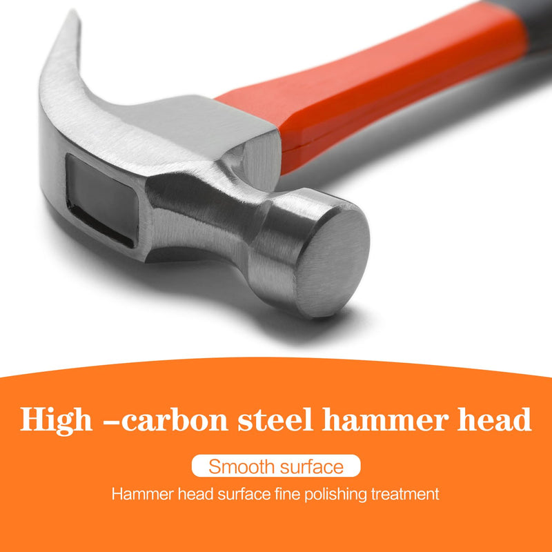 [Australia - AusPower] - 8oz/16oz/24oz Straight Rip Fiberglass General Purpose Claw Hammer, with Smooth Face & Non -slip Grip(8oz Claw Hammer) 1pcs 8oz 