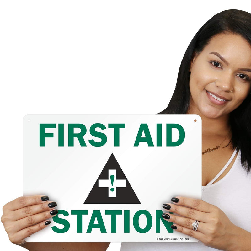 SmartSign "First Aid Station" Sign | 10" x 14" Aluminum 10" x 14"