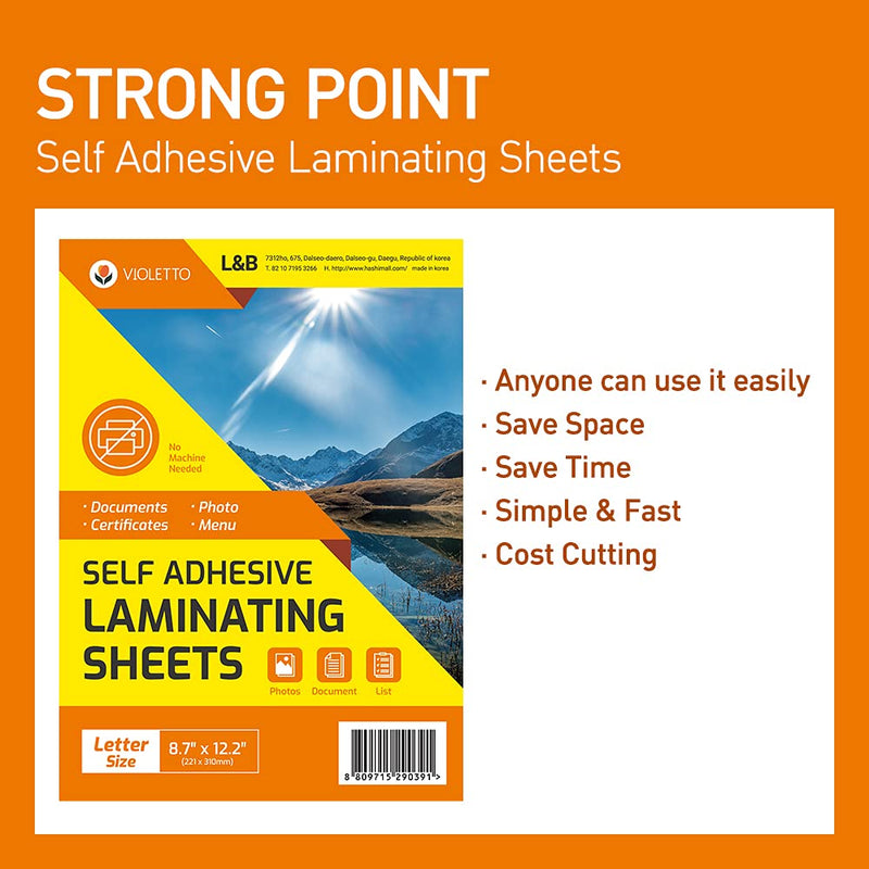 [Australia - AusPower] - [VIOLETTO] 20 Sheets - Self Adhesive Laminating Sheets for Ultimate Protection. No Machines Needed, 4 Mil Thickness, 8.5 x 11 Inches. Effortless, Durable & Perfect for Documents & Photos. 