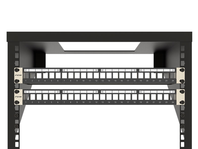 FGB 1U Patch Panel 24 Port for Keystone Modules, 19 Inch | Rack installation or wall mounting, patch panel with back strip, compatible Cat5 Cat6 Cat7 Cat8, network installation cable
