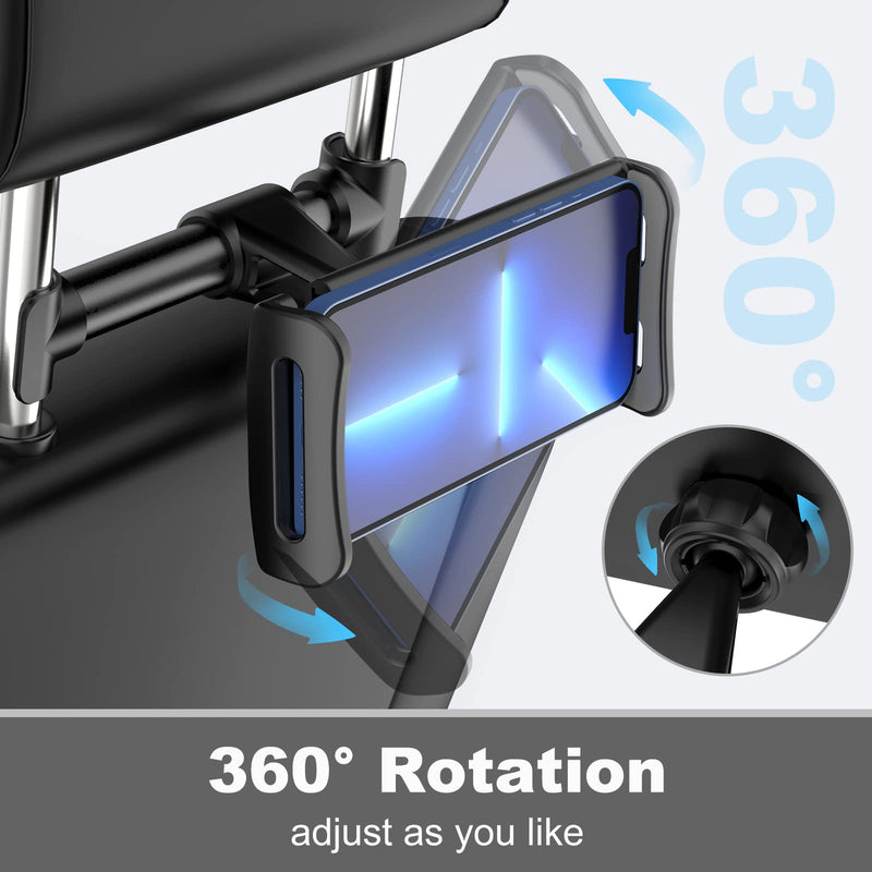[Australia - AusPower] - Car Headrest Backseat Mount,Phone/Tablet Car Mount, Adjustable Devices Holder for 4-11 inch Tabltes/Phones, Compatible for iPhone 14 13 12 11 Pro Max, S22,S21, iPad Air,Tabs Black 