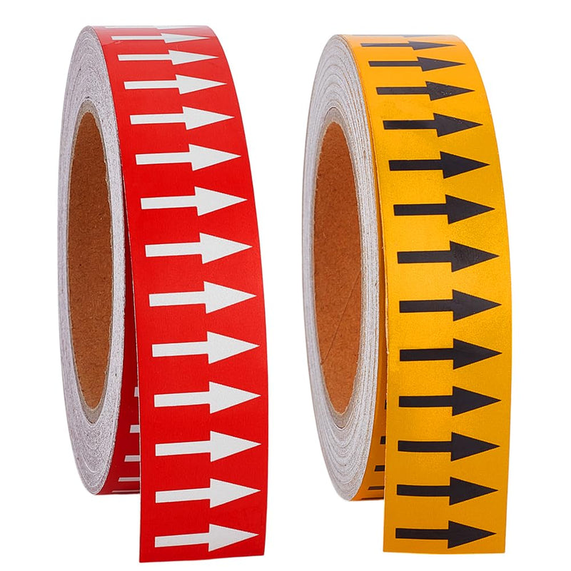 AHANDMAKER 2 Pcs Flow Arrow Tape Pipe Identification Marking Stickers with Reflective Strips Adhesive Arrow Labels for Pipe Flow Directional Identification Pipe Markers 1.2 inch x 131 ft