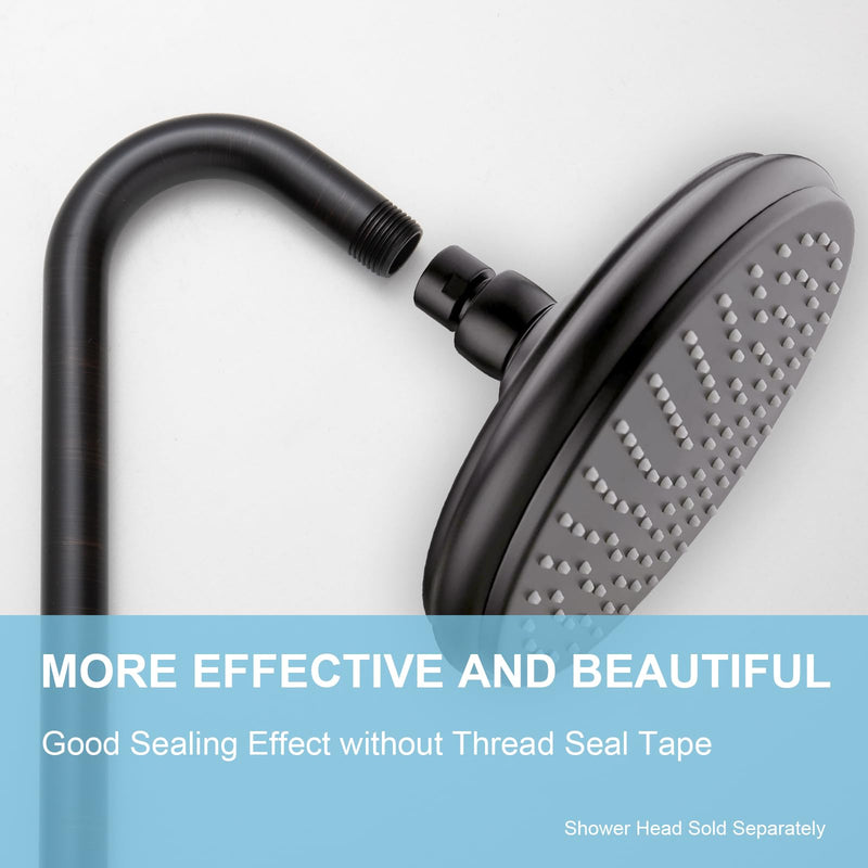 OFFO Shower Head Extension Arm 12 in, Oil Rubbed Bronze S Shaped Shower Arm with Flange High Rise Goose Neck Shower Extension