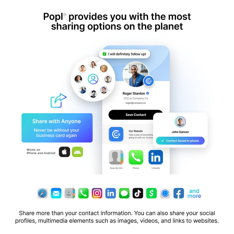 [Australia - AusPower] - Popl Digital Business Card - Smart NFC Networking Card - Tap to Share - iPhone & Android (Prism) Prism 