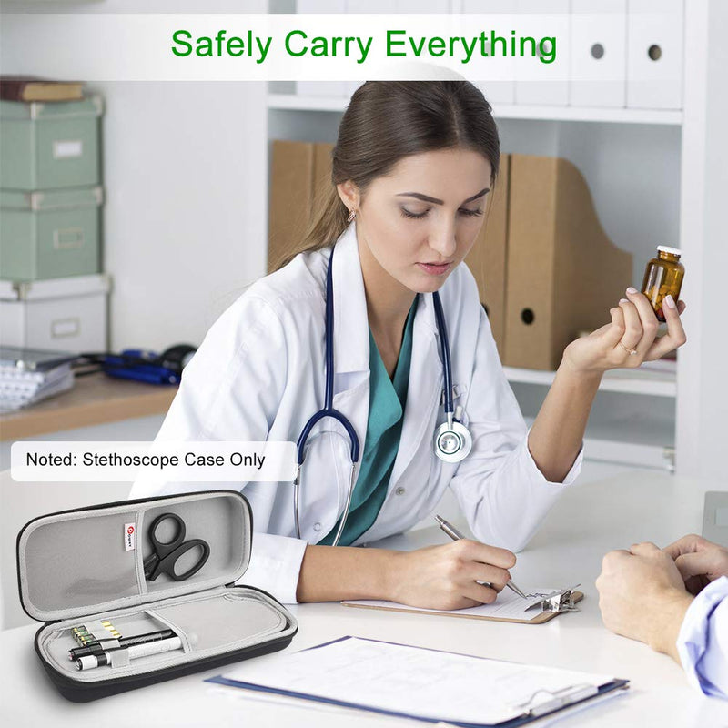 [Australia - AusPower] - Stethoscope Carrying Case, Hard Stethoscope Case Compatible for 3M Littmann Classic III, Cardiology IV Diagnostic, MDF Acoustica Stethoscopes and Other Nurse Accessories (Black) Polyester_Black 