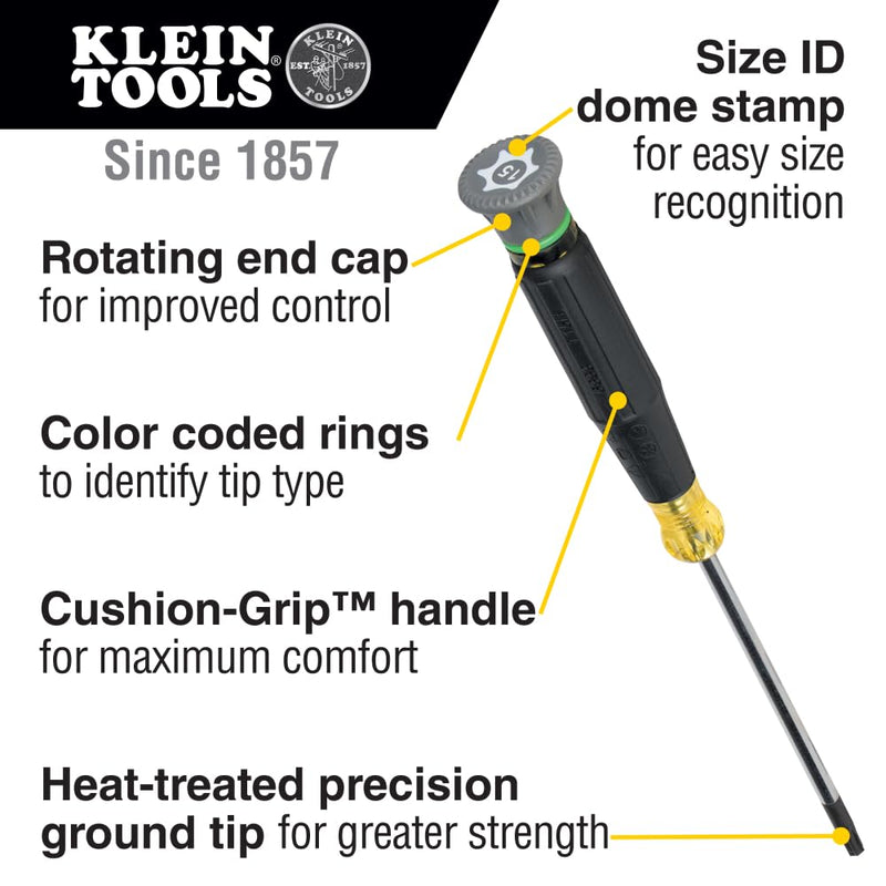 [Australia - AusPower] - Klein Tools 85617 Mini Precision Screwdriver Set, Slotted, Phillips, TORX, Cushion-Grip Handles, Ideal for Terminal Blocks, Electronics 8-Pc Phillips + Slotted + Torx Kit 