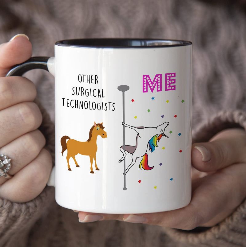 [Australia - AusPower] - YouNique Designs Surgical Technologist Mug, 11 Ounces, Surgery Tech Cup, Surgical Technology Coffee Mug for Women and Men, Surgical Nurse, Surgical Technician Gifts (Black Handle) Black Handle 