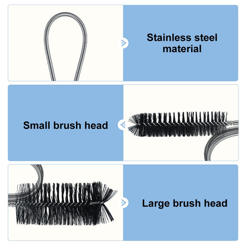 Flexible Cleaning Brush for Pipes, Pipe Cleaning Brush with Two Bristle Heads, 90 cm/155 cm/200 cm Long, Cleaning Tool for Hose, Pipes, Narrow Drain Hole 200 cm