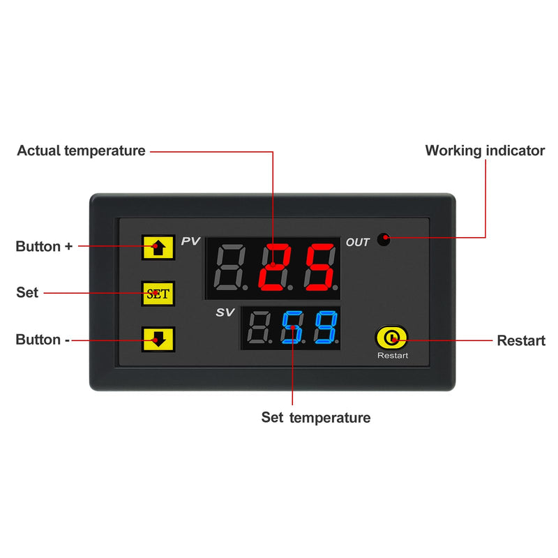 [Australia - AusPower] - 12V Temperature Controller Module -50 to 120°C Digital Temperature Switch 12V Thermostat Switch Module Heating/Cooling LED Thermostat Controller with NTC Waterproof Sensor (2 Pcs) 
