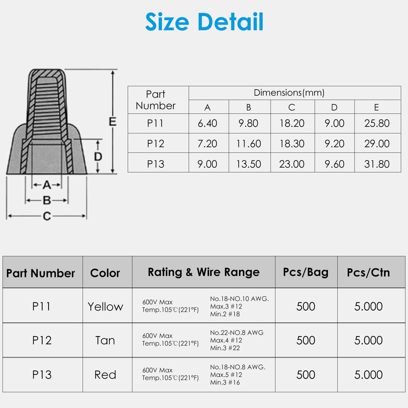 [Australia - AusPower] - 100 PCS Yellow Winged Wire Nuts 11 Gauge for AWG 18-10, Easy Twist-on Screw on Ribbed Cap for Quick Connection, Insulated Insertion Electrical Wire Nuts with Metal Spring (100, P11 Yellow) 100 