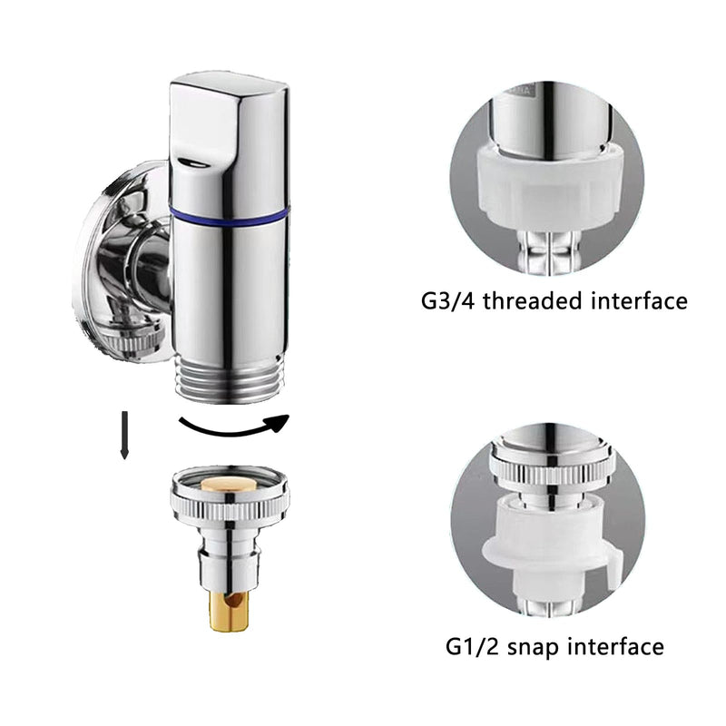 [Australia - AusPower] - Washing Machine Angle Valve, 1/2 Inch Washing Machine Tap, Brass, Stainless Steel Quick Release Angle Valve, Water Stop, Automatic Water Stop Valve, Tap, Suitable for Washing Machine (Silver) 