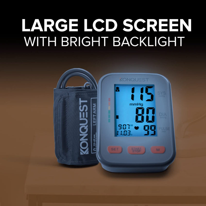[Australia - AusPower] - Konquest KBP-2704A Automatic Upper Arm Blood Pressure Monitor - Adjustable Bp Cuff - Large Backlit Display - Irregular Heartbeat Detector - Tensiometro Digital - Bp Monitor Cuff 