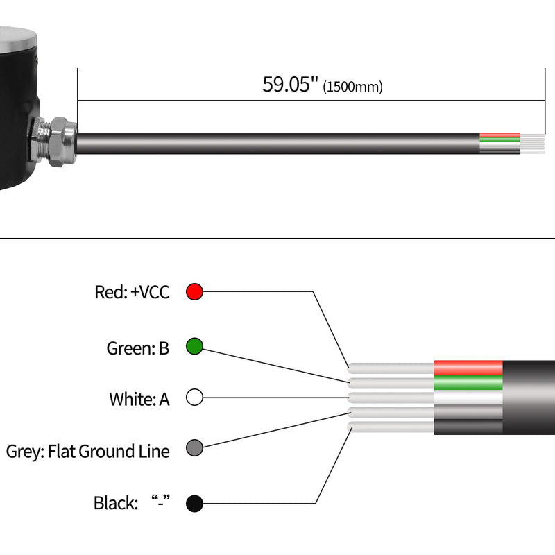 [Australia - AusPower] - 100ppr Rotary Encoder Incremental 50mm,AB,NPN,DC:5-25V,Solid Shaft,Resolution,Optical,P/R 100PPR 