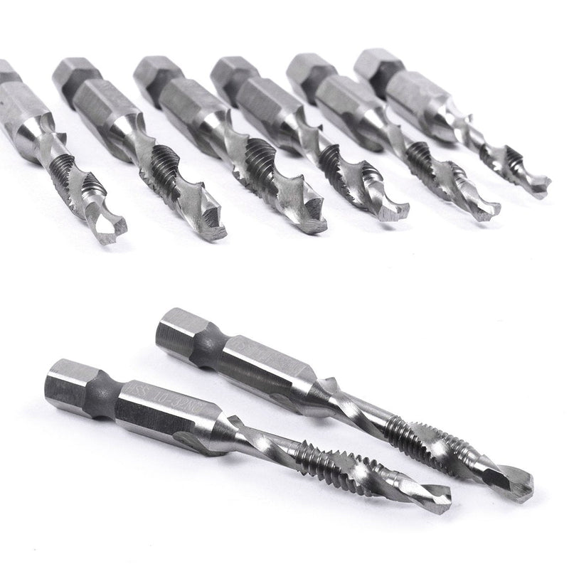 [Australia - AusPower] - 5PCS Combination Drill Tap Bit Set Screw Tapping Hex Shank HSS MetricImperial Plug Drill Bits Hand Tools 6-32NC, 6-32NC (3.5mm) 6-32NC (3.5mm) 