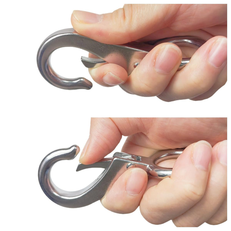 [Australia - AusPower] - Round Eye Quick Snap, Stainless Steel 316 Spring Loaded Fixed Eye Hook Marine Spreader Fitting (4, 0# L=56mm) 4 
