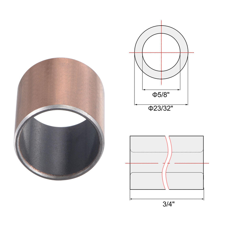[Australia - AusPower] - uxcell Sleeve Bearing 5/8" Bore x 23/32" OD x 3/4" Length Plain Bearings Wrapped Oilless Bushings 2pcs Self-Lubricating for Industry Equipment 5/8"x23/32"x3/4" 