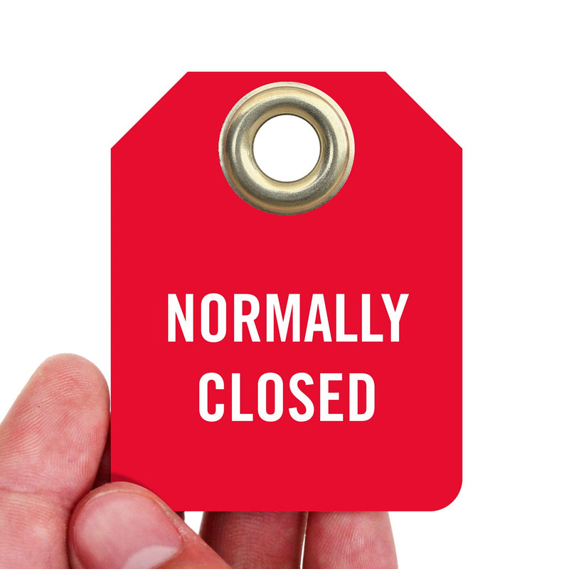 SmartSign Normally Closed 2 Sided Valve Tag | 2" x 2.5" Plastic, Pack of 5, Made in USA