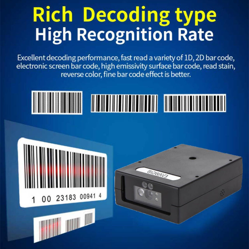 Embedded Mini USB Fixed Mount Barcode Scanner Scan Engine, CMOS 2D Barcode Reader Module RS232/TTL/USB Barcode Scanner Module Mini-Size Module (RS232)