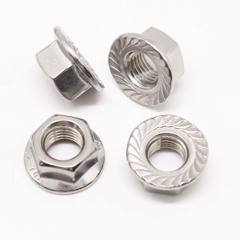 [Australia - AusPower] - M10 x 1.25mm 30PCS Flange Nut Thread Hardware Nuts,304 Stainless Steel Serrated Flange Metric Hex Flange Nuts Bright Finish M10x1.25mm -30 PCS 