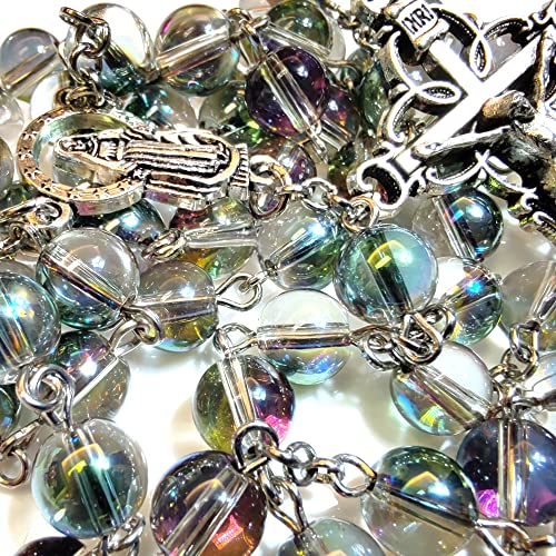 Rosary Beads Chaplet Dazzle Artificial Crystal Glass Rosery Cross Catholic gifts Multi