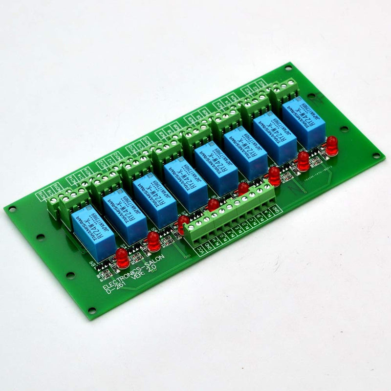 Electronics-Salon 8 Channel DPDT Signal Relay Module Board (Operating Voltage: DC 24V) Operating Voltage: DC 24V