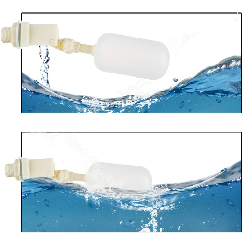 [Australia - AusPower] - 6 Pack 1/2 Inch Float Valve Plastic Water Float Ball Valve with Adjustable Arm Automatic Fill for Control Water Level to Water Trough Water Tank Ponds 