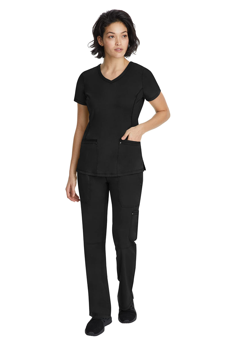[Australia - AusPower] - Healing Hands Yoga Scrubs Top for Women Purple Label 2 Pocket V-Neck Women's Scrub Top 2245 Juliet X-Large Black 