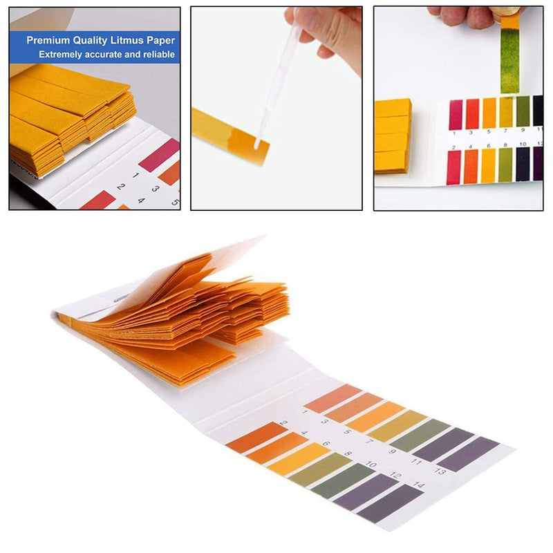 [Australia - AusPower] - 6 Pack pH Test Strips, 480 Strips Full Range 1-14 Universal pH Test Litmus Paper pH Soap Making Testing Strips for Water Wine Saliva Urine Soil, pH Strips and 6 Test Pipette Droppers with Storage Case 