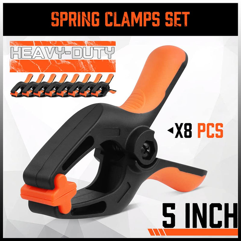[Australia - AusPower] - HORUSDY 8-Pack Spring Clamps Heavy Duty, 5-inch Large Plastic Clamps for Crafts with 2-3/8Inch Jaw Opening for DIY, Gluing, Clamping and Securing 