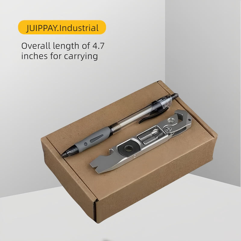 Titanium EDC pry bar, multifunctional tool, a collection of wrenches, pry bars, screwdrivers, nail drivers, bottle openers and other functions in a practical tool 02 Grey-l