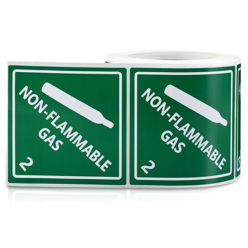 500 Pcs Hazard Class 2 Non-Flammable Gas Labels 4 x 4 Inch Square Adhesive Labels Hazard Laminated Stickers