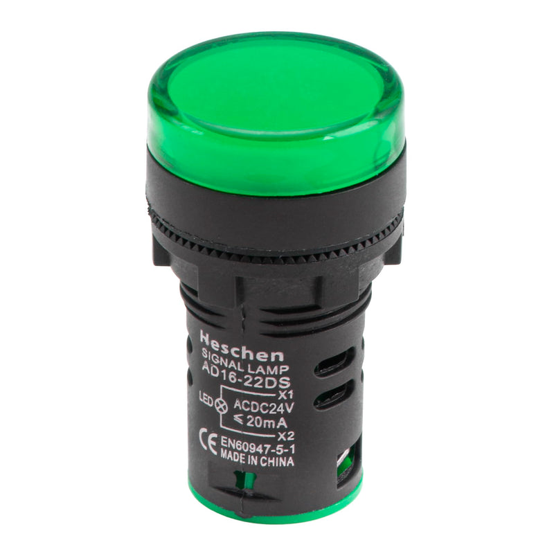 Heschen AD16-22D/S LED 24V DC 20mA Green Pack of 5