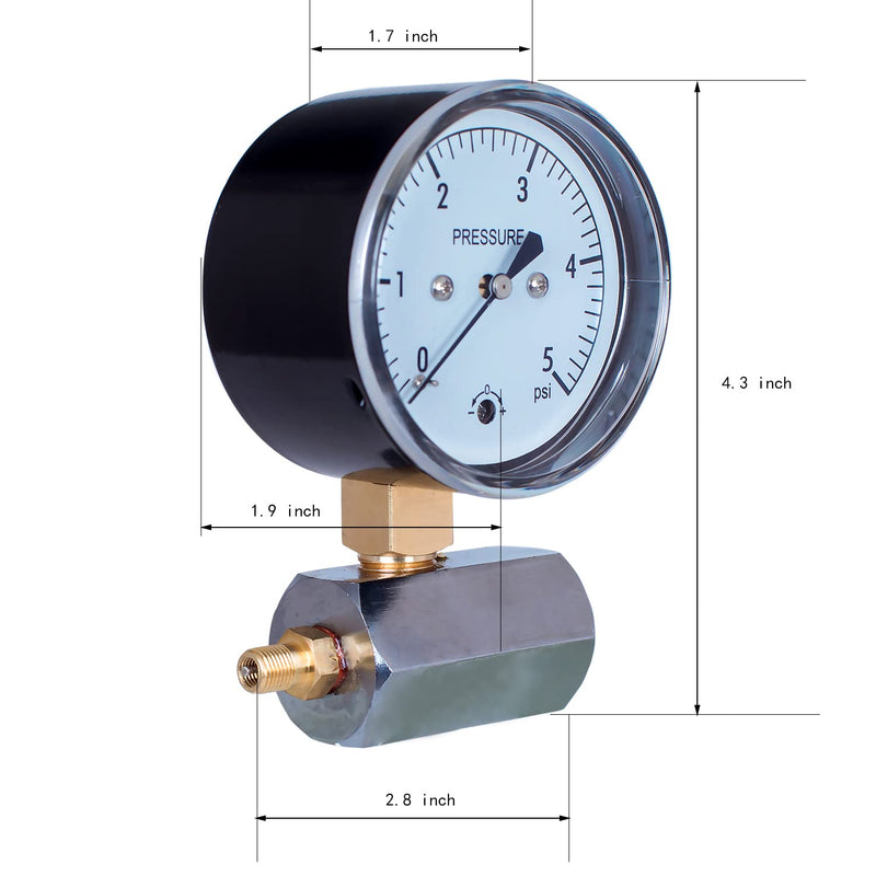 [Australia - AusPower] - 0-5 Psi Low Capsule Pressure Gauge, Face Dia 2-1/2 Dia, with Valve,Zero Adjustment,for Air Gas Water Regulator Pressure Test 2-1/2" 0-5 psi ( with valve ) 