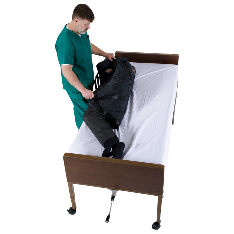 Patient Aid Positioning Sheet with Handles (PA45057) for Moving and Turning Patients in Bed, with 3-Layer Nylon Fabric for Comfort and Protection, 6 Ergonomic Straps for Fast and Safe Repositioning 57" x 40"