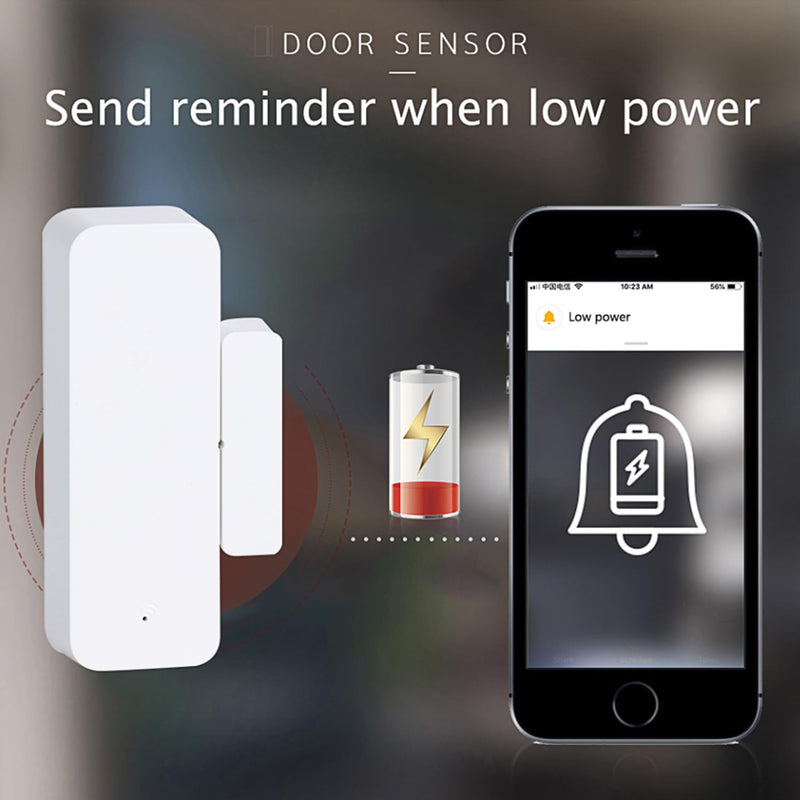 WiFi Door Sensor Window Detector: Smart Window Contact Sensor, Wireless Magnetic Door Open Detector with Free Notification Alerts, Compatible with Alexa Google Assistant (4-Pack) 4-Pack