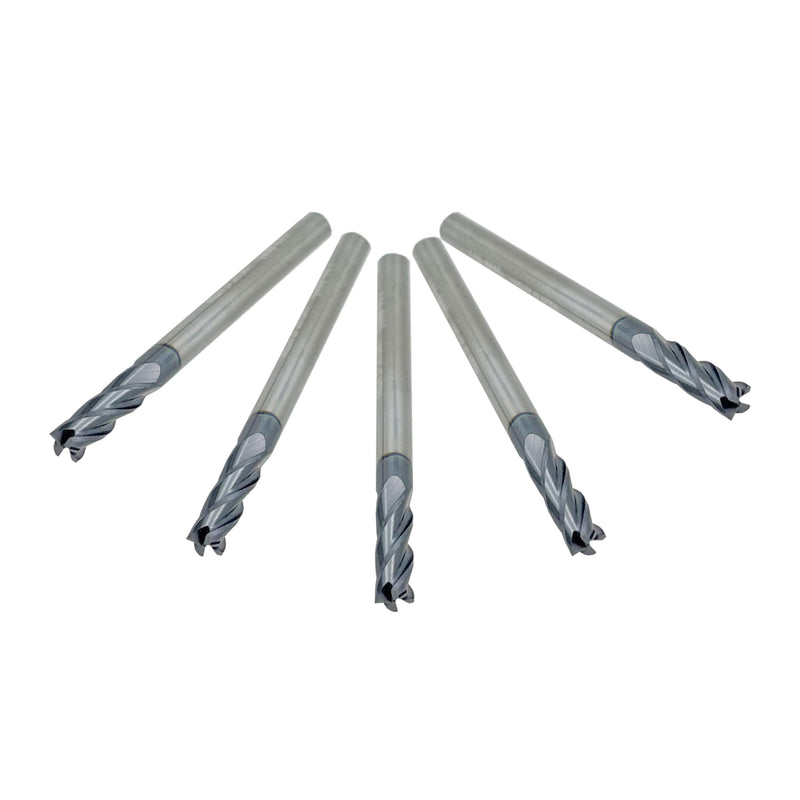 [Australia - AusPower] - Carbide Square End Mill - 4 Flute - 1/8"4T (5 Piece, 1/8") - for Milling Alloy Steels, Hardened Steel, Metal & More – Mill Bits Sets for DIYers & Professionals 5 1/8 in 