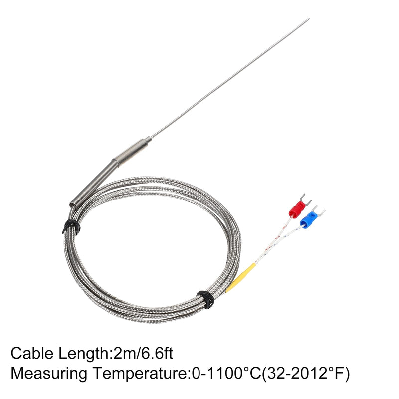 [Australia - AusPower] - MECCANIXITY K Type Thermocouple Temperature Sensor Probe 1.5x150mm 6.6ft Wire 0 to 1100°C(32 to 2012°F) Stainless Steel 