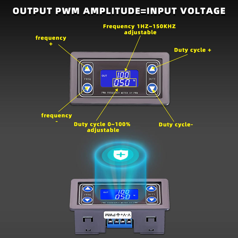 [Australia - AusPower] - Adjustable Signal Generator,PWM Pulse Frequency Duty Cycle Rectangular Wave Square Wave Signal Generator DC 3.3-35V 5-30mA LCD Display Module 3.3V-35V Adjustable 