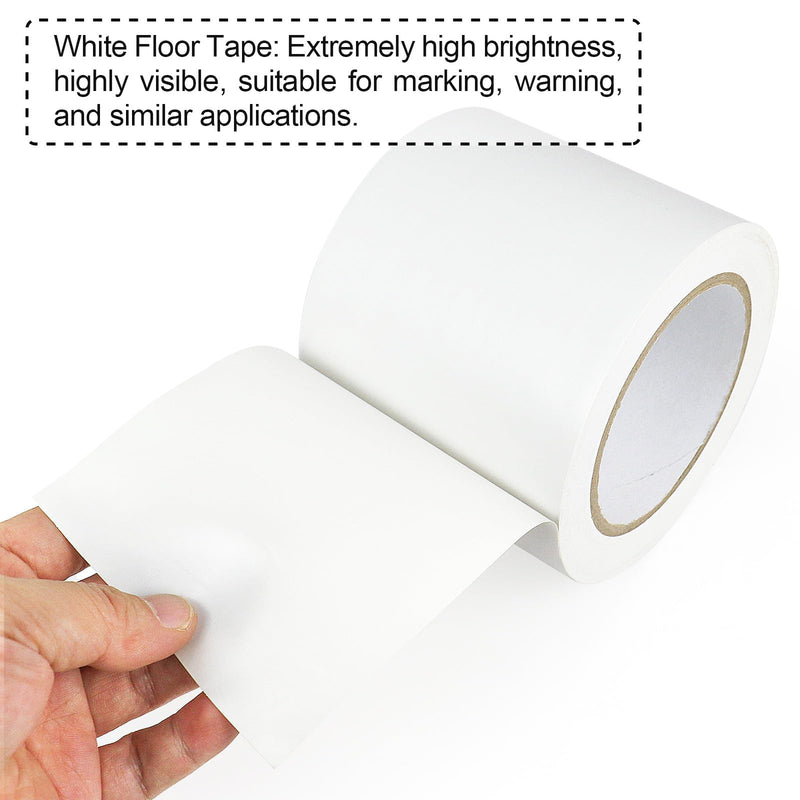 BOMEI PACK Floor Marking Tape 4 Inch x 108FT White Warning Safety Stripe Tape for Walls, Floors, Pipes, Warterproof Caution Tape Ideal for Marking Hazardous Areas, Equipment