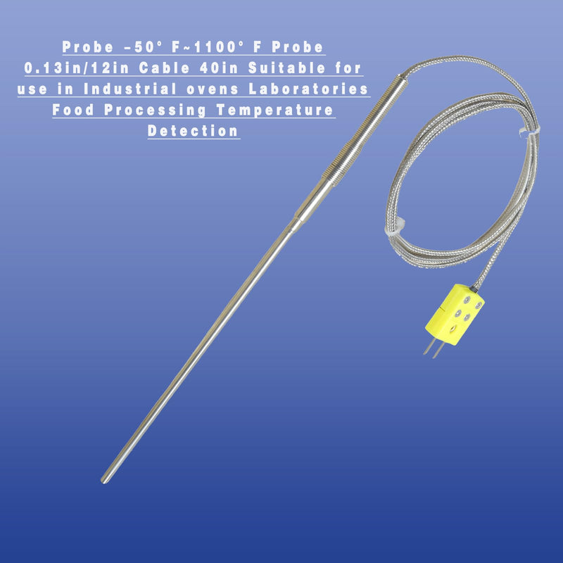 [Australia - AusPower] - TL1917SL Type K Thermocouple Probe 0.13in/6in,40in /-50°F 1100°F k Type Temperature Sensors 2 Pieces 