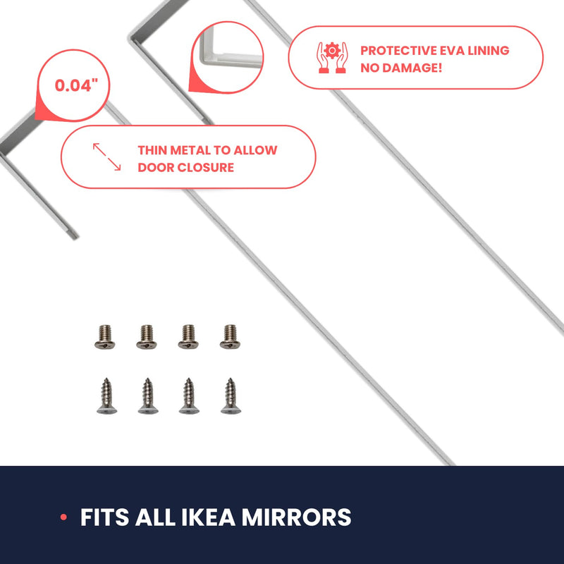 [Australia - AusPower] - Over-The-Door Mirror Hanger (Patent Pending) : Adjustable 14.5-inch Door Mirror Hanger Set w Protective Lining | Over The Door Mirror Hooks Perfect Height &Fit- 2 Mirror Brackets Set 1.5'' Door Depth 