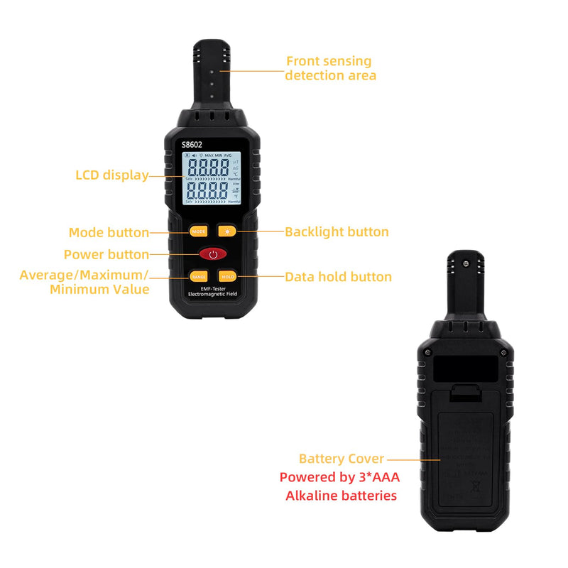 [Australia - AusPower] - Mcbazel 3 in 1 Digital EMF Meters Radiation Detector Electromagnetic Fields Digital Electromagnetic Radiation Meter 