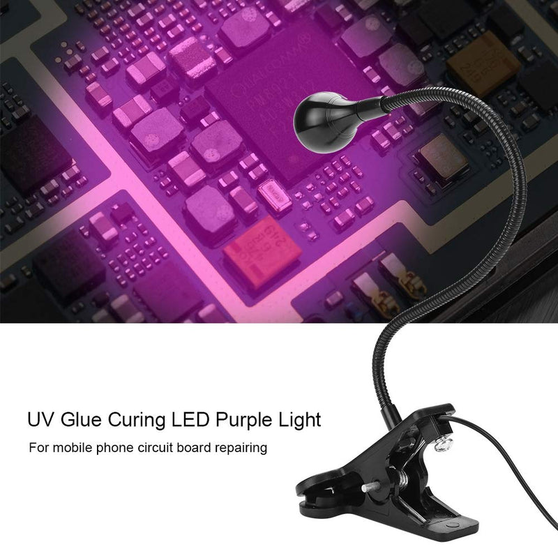 [Australia - AusPower] - Zopsc USB 3W LED UV Ultraviolet Phone Glue Curing Lamp,Portable Clamp Flexible 360 ° Desk Lamps,395 Wavelength,Plug and Play,for Repairing Phones,Fluorescent Agent detection,Fluorescent Banknote 